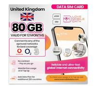 Love Mobile Data Only Sim Card - Multi-Network 4G/5G Prepaid Pay As You Go Data Sim for Mobile Phones, WiFi Routers & More, United Kingdom (O2, Three & Vodafone) - 80GB for 12 Months