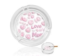 Love Mom Mother Bubble Round Glass Ashtray Washable Simple Ash Trays