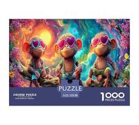 Love Monkeys Jigsaw for Adults Teens: Monkey with Glasses on Branch Educational Game for Wall Decoration And Gifts 52x38cm/1000pcs