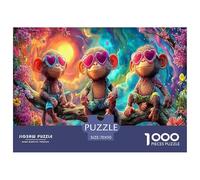 Love Monkeys Puzzle for Adults 14-99 Years: Monkey with Glasses on Branch Educational Game for Home Decor & Gifts 70x50cm/1000pcs