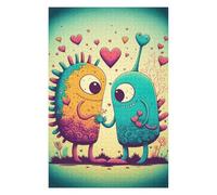Love Monsters in Pastel Colors Vivid Jigsaw Puzzle for Adults, 1000 PCS