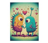 Love Monsters in Pastel Colors Vivid Jigsaw Puzzle for Adults, 500 PCS