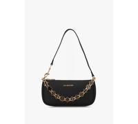 LOVE MOSCHINO Dangling Logo Chain Nero Leather Shoulder Bag Size: One