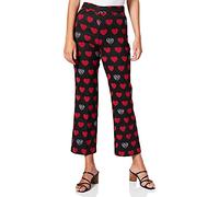 Love Moschino Women's 7/8 Trousers in All-Over Heart and Logo Jacquard Fabric, with Invisible Side Zip. Casual, F.Nero/CUOR.RED, 22