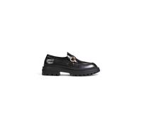 Love Moschino Womens Black Leather Loafers Chunky Sole Gold Buckle - Size EU 41
