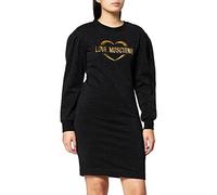 Love Moschino Women's Long-Sleeved Lurex Cotton Fleece Dress - - 14 Black