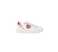 Love Moschino Womens Lowtop Sneakers Heart Patch - White Leather - Size EU 35