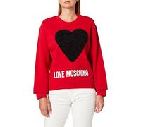 Love Moschino Women's Round Neck Personalised with Maxi Brand Embroidery and Matching Fabric. Sweatshirt, RED Black, 40