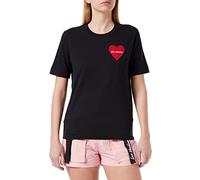 Love Moschino Women's t-Shirt with Brand Heart Patch, Black, 42