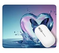 Love Mouse Mat, Small Mouse Pad Butterfly Waterproof Gaming Mousepad, Mini Desk Mat 34 x 28 cm with Anti-Slip Base, Stitched Edges Mousepad, Keyboard, Mousemats for Desk, Gifts for Women p1j-918