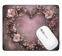 Love Mouse Mat, Small Mouse Pad Flower Waterproof Gaming Mousepad, Mini Desk Mat 60 x 40 cm with Anti-Slip Base, Stitched Edges Mousepad, Keyboard, Mousemats for Desk, Office, Gifts for Women p1j-919