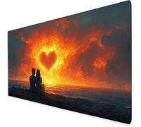 love Mouse Mat XXL, 700x400x3mm Gaming Mouse Pad Large flame, Office Accessories Desk Mat, Waterproof Non Slip Rubber Base-Smooth Cloth Surface Mousepad, Apply To Office Home Or Gifts For Men A03