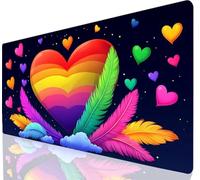 Love Mouse Pad 700 x 400 mm Large Desk Mat Color Mousepad Gaming With Waterproof Surface Non-Slip Rubber Base, Extended Mouse Mat With Stitched Edge, Gaming Mousepad for Office Accessories a-4626