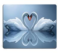 Love Mouse Pad,White Swans Couple Heart Design Non-Slip Rubber Mousepad 9.4"x7.9"