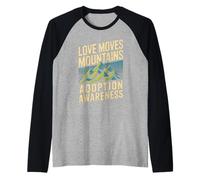 Love Moves Mountains Adoption Awareness Vintage Mountain Raglan Baseball Tee