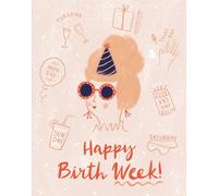 Love Muchly Greeting Cards: Birthday - Happy Birth Week! (Pack of 6)