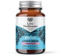 Love Mushrooms Lion’s Mane Plus Magnesium Capsules 2,000mg Lion’s Mane & 516mg Magnesium | Mushroom & Mineral Supplement for Cognitive Support, Relaxation & Muscle Health | Vegan, UK Made | 60 Capsule