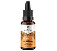 Love Mushrooms Organic Cordyceps Mushroom Supplement 4,000mg per 1ml | High Strength Liquid Drops 30ml for Natural Energy & Endurance | Vegan, Plant Based Food Supplement, UK Made, Sweet Taste