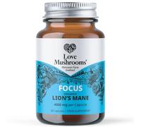 Love Mushrooms Organic Lion’s Mane Capsules 4,000mg per Serving | High Strength Mushroom Extract for Memory, Focus & Cognitive Support | Vegan, Plant Based Food Supplement, UK Made | 30 Capsules