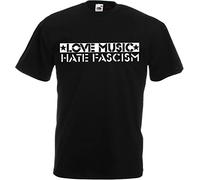 Love Music Hate Fascism T-Shirt Black, black, XL