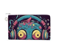 Love Music Monster Coin Purses with Zipper, Personalized Zero Wallet for Shopping, Small Makeup Pouches Bag for Travel, Card Organizer Case, Portable Canvas Change Purses