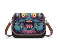 Love Music Monster Leather Crossbody Bag for Women Medium Trendy Crossbody Purse with Adjustable Strap Multifunctional Flapover Shoulder Handbag Zip Pocket Large Capacity