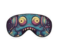 Love Music Monster Sleep Mask Light Block-Out Eye Mask for Side Sleeper Pressure-Free Soft Night Blindfold with Adjustable Strap Breathable Sleep Eye Cover for Travel