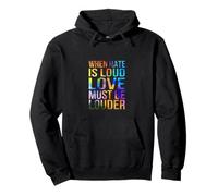 Love Must Be Louder in Rainbow Colours Pullover Hoodie