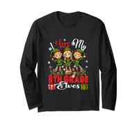 Love My 8th Grade Elves Christmas Teacher Students Kids Long Sleeve T-Shirt
