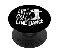 Love My Cat & Line Dance - Cute Country Western Catlover PopSockets Adhesive PopGrip