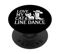 Love My Cat & Line Dance - Cute Country Western Catlover PopSockets Adhesive PopGrip