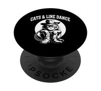 Love My Cat & Line Dance - Cute Country Western Catlover PopSockets Adhesive PopGrip