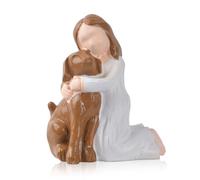Love My Dog Figurines Statues,Dog Memorial Gifts,Dog Angel Friendship Remembrance Gifts,Sculpted Hand-Painted Figures for Dog Lovers,Angel Hug Pet Dog Ornament for Bedroom Tabletop Decoration(Brown)