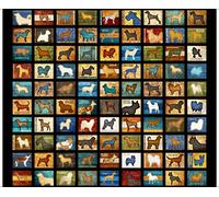Love My Dog Multiple Dogs On Black Patches Panel 100% Cotton Quilting Fabric