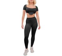 Love My Fashions® 2 Piece Gym Tracksuit for Women UK Full Set Ribbed Seamless Yoga Outfits for Workout High Waist Leggings Crop Top