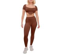 Love My Fashions® 2 Piece Gym Tracksuit for Women UK Full Set Ribbed Seamless Yoga Outfits for Workout High Waist Leggings Crop Top