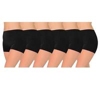 Love My Fashions® Boxer Short For Womens Pack of 6 Anti Chafin High Waisted Underwear Stretchy Shorts (UK, Alpha, XL, XXL, Regular, Regular, Black)