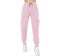 Love My Fashions® Cargo Trousers for Womens Fleece Combat Jogging Bottoms Sweatpants with Pockets for Ladies Tracksuit Pants Baby Pink