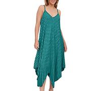 Love My Fashions® Casual Summer Dresses for Women UK Spaghetti Straps V Neck Handkercheif Flare Hanky Hem Polka Dots Print Ladies Sundress Lagenlook Lightweight Party Dress Teal