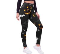Love My Fashions® Halloween Leggings Women High Waisted Stretchy Pants with Pumpkin Skull and Skeleton Prints Halloween Leggings for Women UK Perfect for Halloween Party Running and Gym