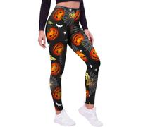 Love My Fashions® Halloween Leggings Women High Waisted Stretchy Pants with Pumpkin Skull and Skeleton Prints Halloween Leggings for Women UK Perfect for Halloween Party Running and Gym