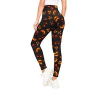 Love My Fashions Halloween Women's Pumpkin Ghost Skull Scary Print High Elasticated Waistband Costume Leggings Ankle Elastic Tights Full Length Fancy Pant in Plus Size UK=(8-30)