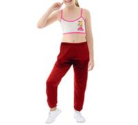 Love My Fashions® Kids Full-Length Close Ankle Cuff Plain Active Yoga Sweatpants Athletic Workout Joggers Bottom Drawstring Elastic Waist Fleece Trouser Girls Casual Sports (Maroon, 5-6 Years)