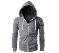 Love My Fashions® Men Full Zipper Plain Hoodie with Front Pockets Hoody for Casual Wear & Workout Dark Grey