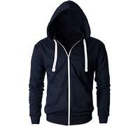 Love My Fashions® Men Full Zipper Plain Hoodie with Front Pockets Hoody for Casual Wear & Workout Navy Blue