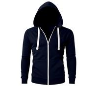 Love My Fashions® Men Full Zipper Plain Hoodie with Front Pockets Hoody for Casual Wear & Workout Navy Blue