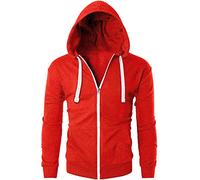 Love My Fashions® Men Full Zipper Plain Hoodie with Front Pockets Hoody for Casual Wear & Workout Red
