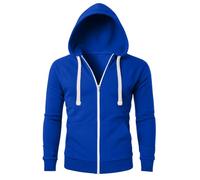 Love My Fashions® Men Full Zipper Plain Hoodie with Front Pockets Hoody for Casual Wear & Workout Royal Blue