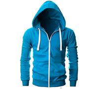 Love My Fashions® Men Full Zipper Plain Hoodie with Front Pockets Hoody for Casual Wear & Workout Turquoise