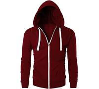 Love My Fashions® Men Full Zipper Plain Hoodie with Front Pockets Hoody for Casual Wear & Workout Wine
